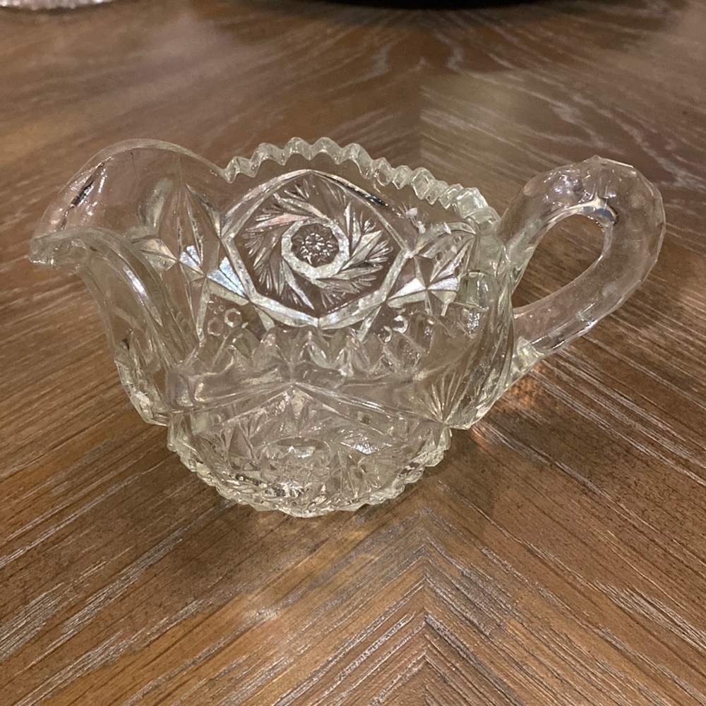 Vintage coffee creamer early American pressed glass